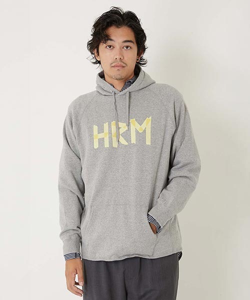 HOLLYWOOD RANCH MARKET（ハリウッドランチマーケット）の「スーパーストレッチ マスキングHRM カットオフスウェット（パーカー・メンズ・グレー/ブラック/ネイビー・M/L/XL）」の6枚目の写真