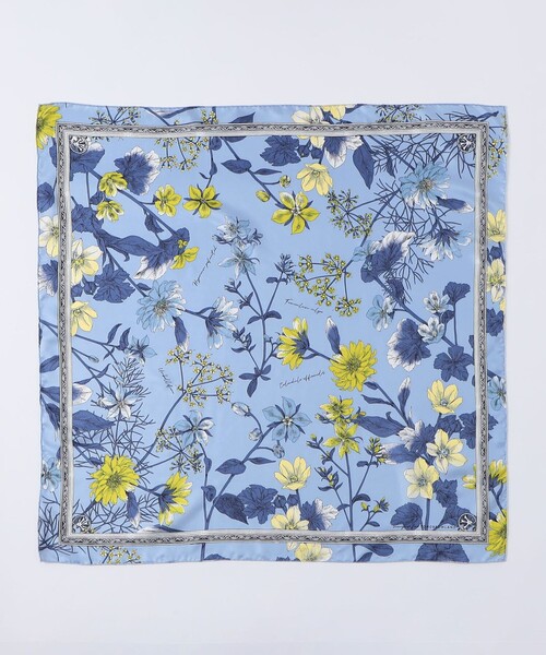 manipuri（マニプリ）の「manipuri FLOWER シルクスカーフ（バンダナ/スカーフ・レディース・ライトベージュ/ライトブルー・FREE）」の4枚目の写真