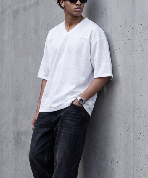 fitfor(フィットフォー)の「【SE1】【FIT FOR/フィットフォー】 #503 MESH FOOTBALL TEE(Tシャツ/カットソー・メンズ・White/ブルー/Black・L/XL)」の14枚目の写真