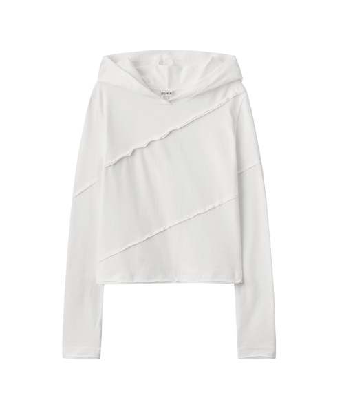RENSE（レンセ）の「Diagonal Cut Slim Fit Hoodie White（パーカー・レディース・その他・OS）」の3枚目の写真