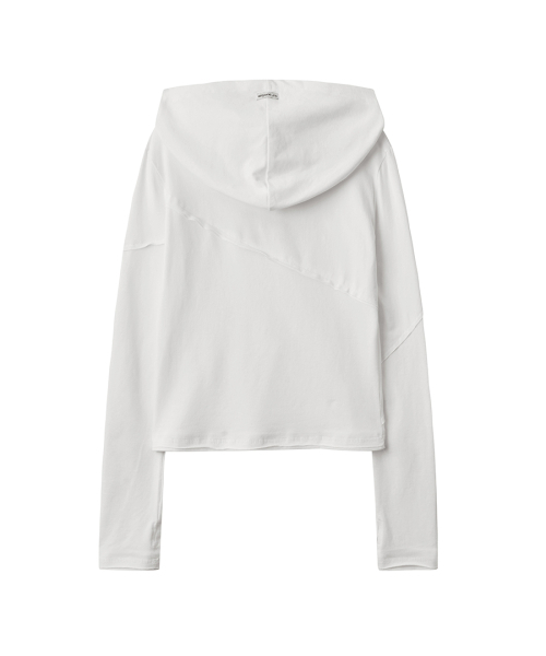 RENSE（レンセ）の「Diagonal Cut Slim Fit Hoodie White（パーカー・レディース・その他・OS）」の4枚目の写真