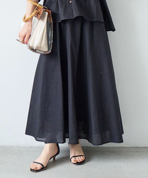 le.coeur blanc(ルクールブラン)の「麻コットンギャザースカート(スカート・レディース・ブラック/ブラウン/ラベンダー・36/38)」の4枚目の写真