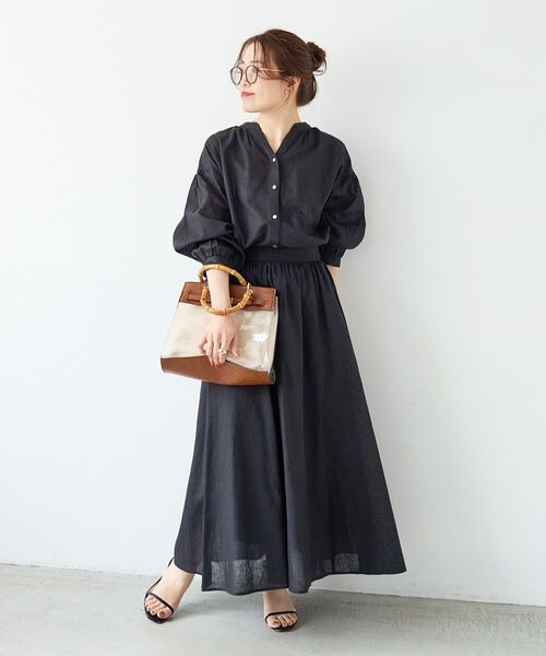 le.coeur blanc(ルクールブラン)の「麻コットンギャザースカート(スカート・レディース・ブラック/ブラウン/ラベンダー・36/38)」の10枚目の写真
