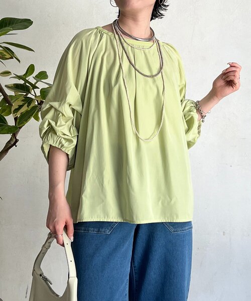 un dix cors(アンディコール)の「ボリュームスリーブブラウス(シャツ/ブラウス・レディース・オフホワイト/チャコールグレー/イエロー・FREE)」の12枚目の写真