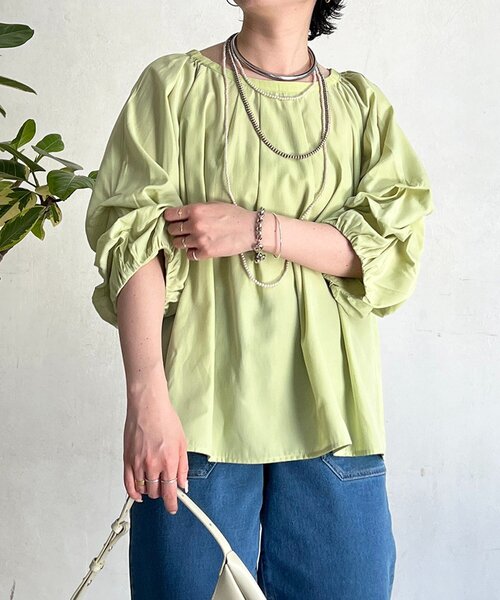 un dix cors(アンディコール)の「ボリュームスリーブブラウス(シャツ/ブラウス・レディース・オフホワイト/チャコールグレー/イエロー・FREE)」の15枚目の写真