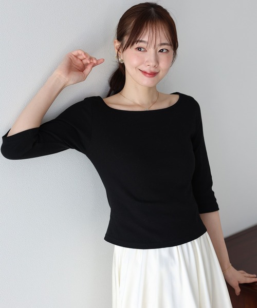 BLUEEAST(ブルーイースト)の「ボートネック7分丈カットソー(Tシャツ/カットソー・レディース・ホワイト/ブラック/グレー・MEDIUM)」の20枚目の写真