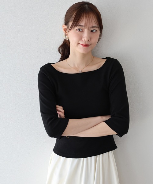 BLUEEAST(ブルーイースト)の「ボートネック7分丈カットソー(Tシャツ/カットソー・レディース・ホワイト/ブラック/グレー・MEDIUM)」の18枚目の写真