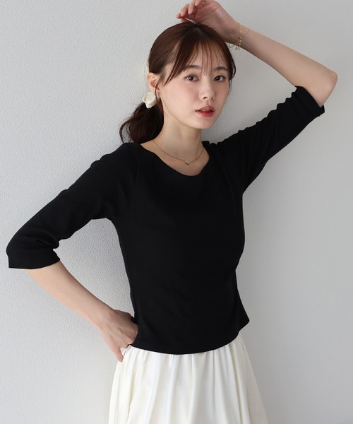 BLUEEAST(ブルーイースト)の「ボートネック7分丈カットソー(Tシャツ/カットソー・レディース・ホワイト/ブラック/グレー・MEDIUM)」の17枚目の写真