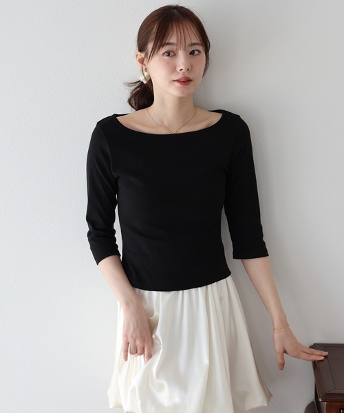 BLUEEAST(ブルーイースト)の「ボートネック7分丈カットソー(Tシャツ/カットソー・レディース・ホワイト/ブラック/グレー・MEDIUM)」の19枚目の写真