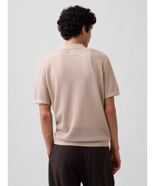 GAP(ギャップ)の「クロシェ ニットポロシャツ(ポロシャツ・メンズ・ベージュ/ブラック・XS/S/M/L/XL)」の6枚目の写真