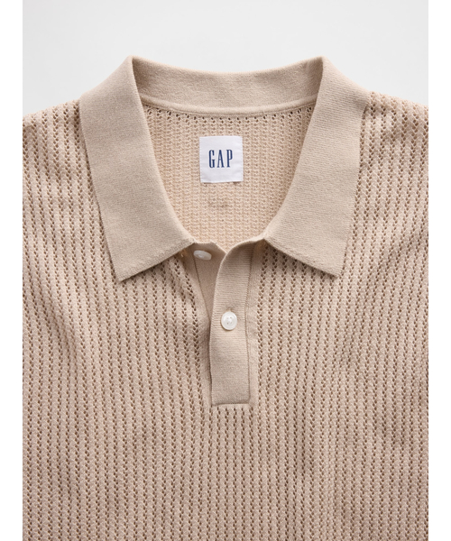 GAP(ギャップ)の「クロシェ ニットポロシャツ(ポロシャツ・メンズ・ベージュ/ブラック・XS/S/M/L/XL)」の10枚目の写真