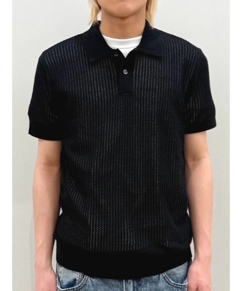 GAP(ギャップ)の「クロシェ ニットポロシャツ(ポロシャツ・メンズ・ベージュ/ブラック・XS/S/M/L/XL)」の3枚目の写真
