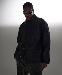 ATTENTIONROW（アテンションロー）の「デニムライクオーバーフィットフェイクレザーシャツジャケット(ブラック)（デニムジャケット）」