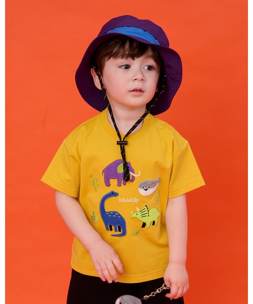 kladskap(クレードスコープ)の「恐竜ワンポイントアウトドアハット【接触冷感・UVカット】(ハット・キッズ・パープル/マスタード・L(54-56cm)/51-53cm/S(48-50cm))」の7枚目の写真