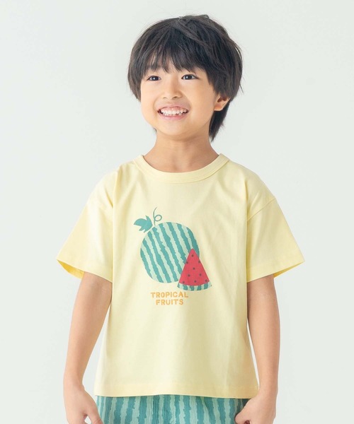 セール】【綿100％・リンク◎】トロピカルフルーツ半袖Tシャツ