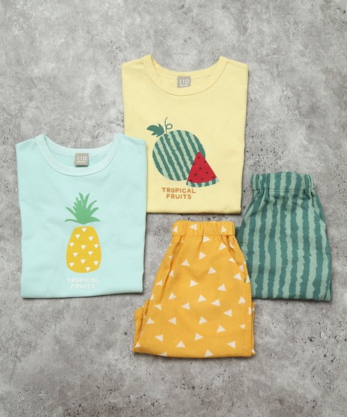 FILA☆パイナップル柄 半袖Tシャツ セール】【綿100％・リンク◎】トロピカルフルーツ半袖Tシャツ
