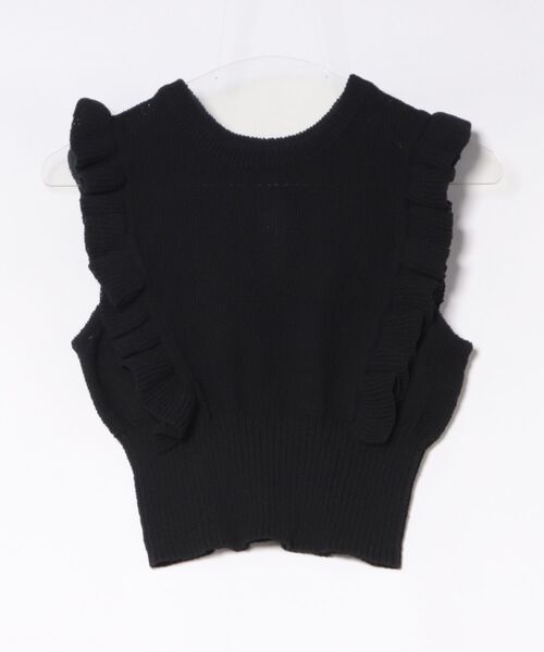 CLANE(クラネ)の「CLANE FRILL SLEEVE KNIT TOPS(ニット/セーター・レディース・ブラック/ローズ/オフホワイト・1/2)」の5枚目の写真