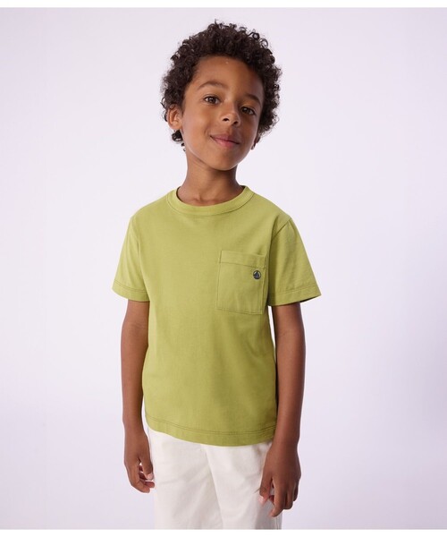 PETIT BATEAU(プチバトー)の「ポケット半袖Tシャツ(Tシャツ/カットソー・キッズ・グリーン・6YEAR/10YEAR/12YEAR/8YEAR)」の1枚目の写真