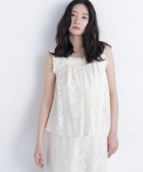 N.(N. Natural Beauty Basic)(エヌエヌナチュラルビューティーベーシック)の「フラワーメッシュ SETUP キャミソール(キャミソール・レディース・ブラウン/オフホワイト・フリ-)」の2枚目の写真