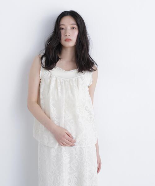 N.(N. Natural Beauty Basic)(エヌエヌナチュラルビューティーベーシック)の「フラワーメッシュ SETUP キャミソール(キャミソール・レディース・ブラウン/オフホワイト・フリ-)」の7枚目の写真