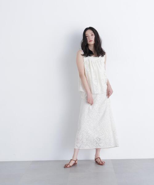 N.(N. Natural Beauty Basic)(エヌエヌナチュラルビューティーベーシック)の「フラワーメッシュ SETUP キャミソール(キャミソール・レディース・ブラウン/オフホワイト・フリ-)」の8枚目の写真