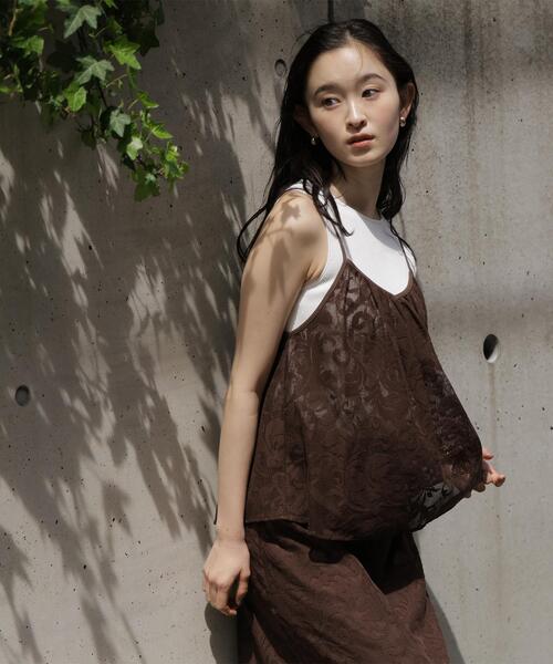 N.(N. Natural Beauty Basic)(エヌエヌナチュラルビューティーベーシック)の「フラワーメッシュ SETUP キャミソール(キャミソール・レディース・ブラウン/オフホワイト・フリ-)」の18枚目の写真