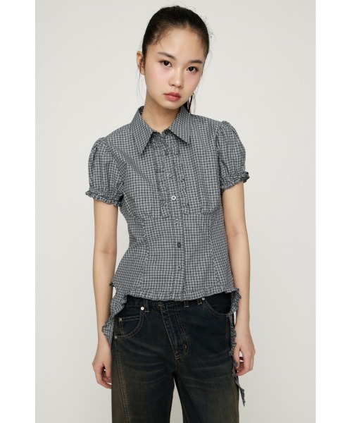 SLY（スライ）の「CHECK FRILL SH BL チェックフリルシャツブラウス 春