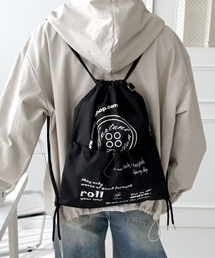 MILK WAVE（ミルクウェーブ）の「レイヤードプリントシャーリングストリングバックパック[ブラック]（バックパック/リュック）」