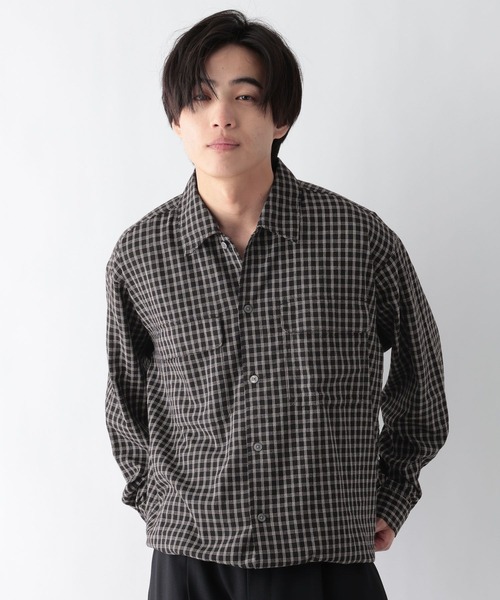 GLOBAL WORK(グローバルワーク)の「サッカーチェックシャツ/長袖/732033(シャツ/ブラウス・メンズ・ブラウン/ブラック・SMALL/X-LARGE/LARGE/MEDIUM)」の4枚目の写真
