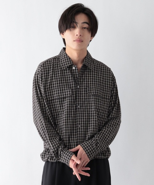 GLOBAL WORK(グローバルワーク)の「サッカーチェックシャツ/長袖/732033(シャツ/ブラウス・メンズ・ブラウン/ブラック・SMALL/X-LARGE/LARGE/MEDIUM)」の5枚目の写真