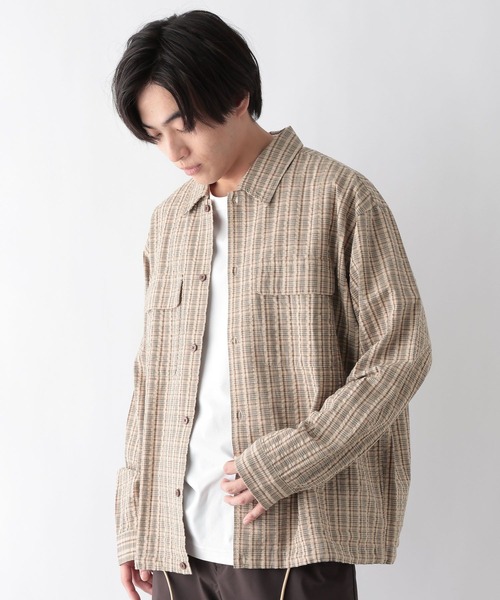 GLOBAL WORK(グローバルワーク)の「サッカーチェックシャツ/長袖/732033(シャツ/ブラウス・メンズ・ブラウン/ブラック・SMALL/X-LARGE/LARGE/MEDIUM)」の11枚目の写真