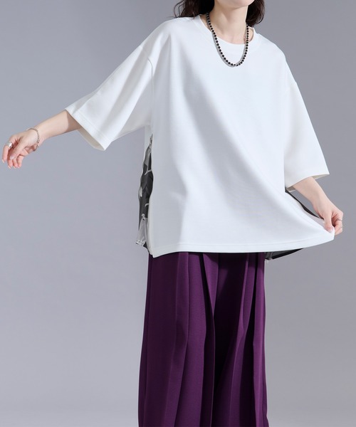 Ellno Loset(エルノロゼット)の「2wayサイドジップガラポンチTシャツ(Tシャツ/カットソー・メンズ・オフホワイト/ブラック・LARGE/MEDIUM/SMALL)」の10枚目の写真