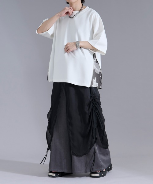 Ellno Loset(エルノロゼット)の「2wayサイドジップガラポンチTシャツ(Tシャツ/カットソー・メンズ・オフホワイト/ブラック・LARGE/MEDIUM/SMALL)」の6枚目の写真