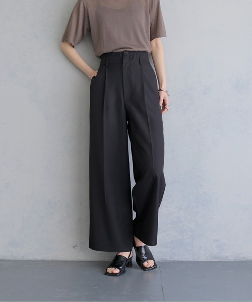 &g'aime（アンジェム）の「【&ｇ'aime 】レイヤードウエストパンツ　Layered Waist Trousers（スラックス・レディース・チャコールグレー/ブラック・FREE）」の2枚目の写真