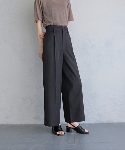 &g'aime（アンジェム）の「【&ｇ'aime 】レイヤードウエストパンツ　Layered Waist Trousers（スラックス・レディース・チャコールグレー/ブラック・FREE）」の3枚目の写真