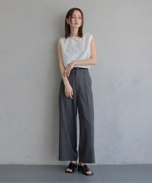 &g'aime（アンジェム）の「【&ｇ'aime 】レイヤードウエストパンツ　Layered Waist Trousers（スラックス・レディース・チャコールグレー/ブラック・FREE）」の20枚目の写真