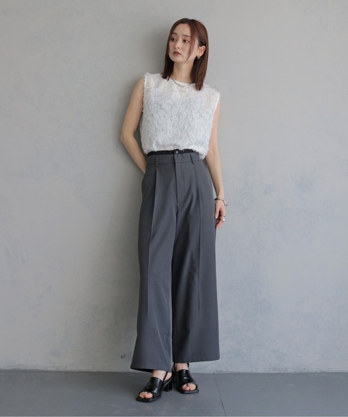 &g'aime（アンジェム）の「【&ｇ'aime 】レイヤードウエストパンツ　Layered Waist Trousers（スラックス・レディース・チャコールグレー/ブラック・FREE）」の21枚目の写真