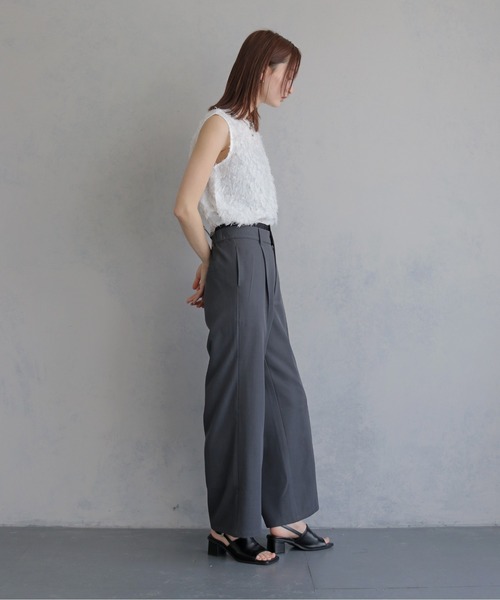 &g'aime（アンジェム）の「【&ｇ'aime 】レイヤードウエストパンツ　Layered Waist Trousers（スラックス・レディース・チャコールグレー/ブラック・FREE）」の22枚目の写真