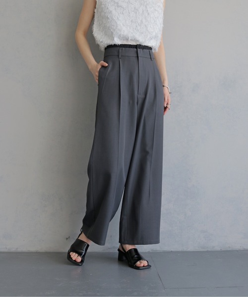 &g'aime（アンジェム）の「【&ｇ'aime 】レイヤードウエストパンツ　Layered Waist Trousers（スラックス・レディース・チャコールグレー/ブラック・FREE）」の14枚目の写真
