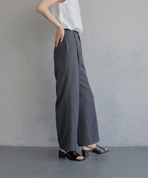 &g'aime（アンジェム）の「【&ｇ'aime 】レイヤードウエストパンツ　Layered Waist Trousers（スラックス・レディース・チャコールグレー/ブラック・FREE）」の15枚目の写真
