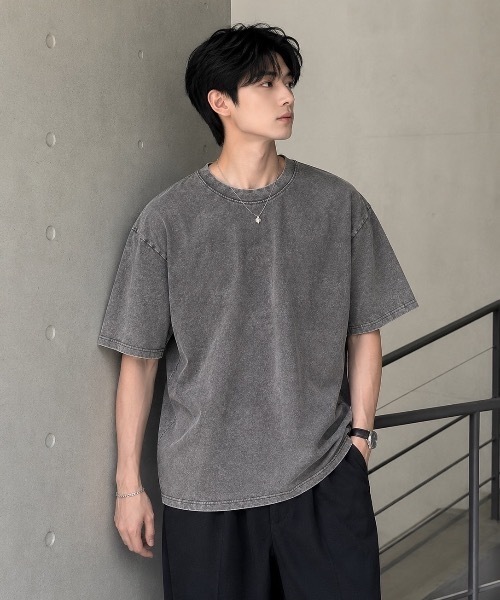 CREARE -LINO-（クレアーレリノ）の「ピグメントライクカラーオーバーTシャツ（Tシャツ/カットソー・メンズ・ブラック/グレー/ピンク/ブルー・MEDIUM/LARGE）」の5枚目の写真