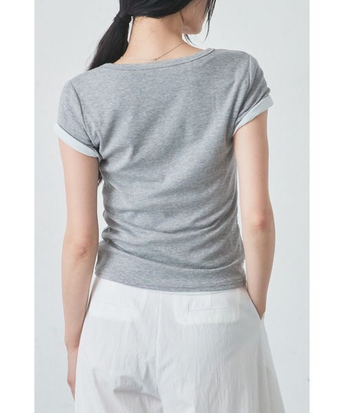 ANF.MUU(アンフムー)の「ヘンリーネックコンパクトT(Tシャツ/カットソー・レディース・グレー/ホワイト/ブラウン/レッド/ライトブルー・FREE)」の7枚目の写真