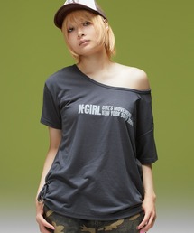 X-girl | RIBBONED HEM FADED LOGO S/S TEE(Tシャツ/カットソー)