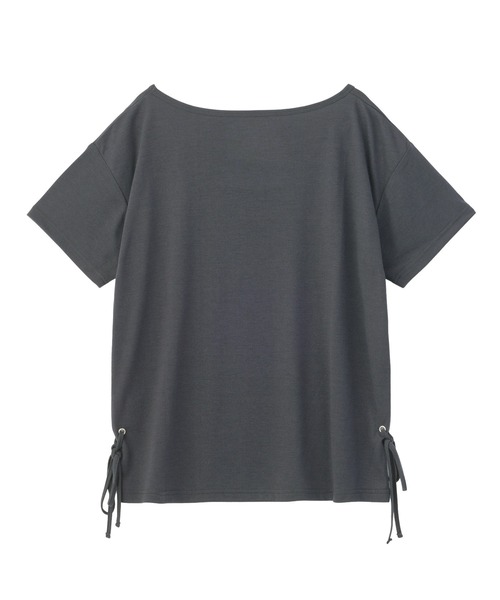 X-girl（エックスガール）の「RIBBONED HEM FADED LOGO S/S TEE（Tシャツ/カットソー・レディース・カモフラージュ/チャコール・ONE SIZE）」の7枚目の写真