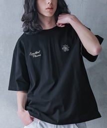 フラワー柄バックプリントクルーTシャツ