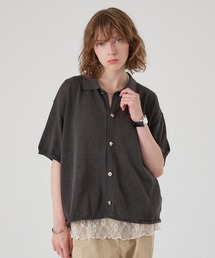 SILVER BUTTON KNIT SHIRT CARDIGAN / シルバーボタンニットシャツカーディガン