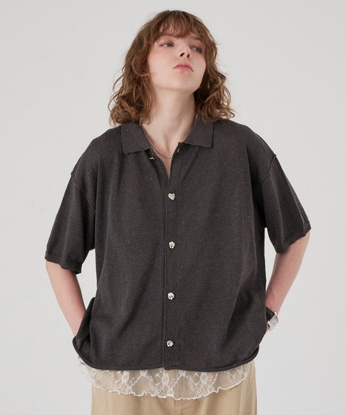 ONCILY(オンシェリー)の「SILVER BUTTON KNIT SHIRT CARDIGAN / シルバーボタンニットシャツカーディガン(シャツ/ブラウス・メンズ・チャコールグレー/ネイビー/ピンク/アイボリー・SMALL/LARGE/MEDIUM)」の22枚目の写真