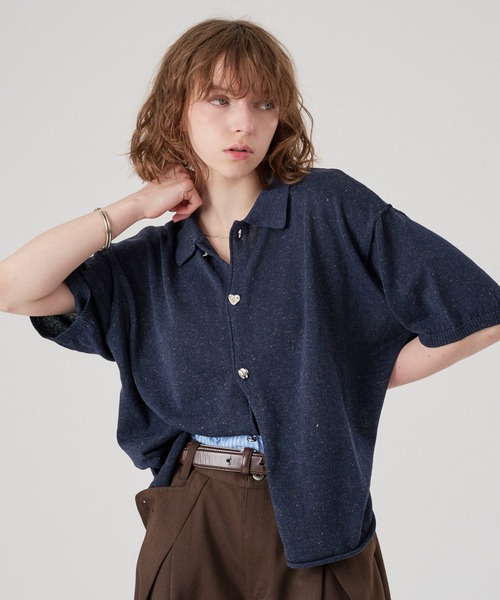 ONCILY(オンシェリー)の「SILVER BUTTON KNIT SHIRT CARDIGAN / シルバーボタンニットシャツカーディガン(シャツ/ブラウス・メンズ・チャコールグレー/ネイビー/ピンク/アイボリー・SMALL/LARGE/MEDIUM)」の15枚目の写真