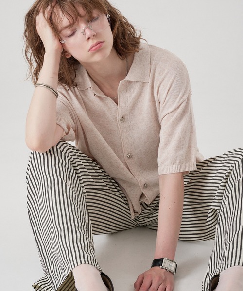 ONCILY(オンシェリー)の「SILVER BUTTON KNIT SHIRT CARDIGAN / シルバーボタンニットシャツカーディガン(シャツ/ブラウス・メンズ・チャコールグレー/ネイビー/ピンク/アイボリー・SMALL/LARGE/MEDIUM)」の10枚目の写真