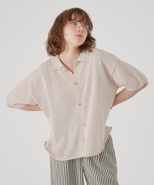 ONCILY(オンシェリー)の「SILVER BUTTON KNIT SHIRT CARDIGAN / シルバーボタンニットシャツカーディガン(シャツ/ブラウス・メンズ・チャコールグレー/ネイビー/ピンク/アイボリー・SMALL/LARGE/MEDIUM)」の6枚目の写真